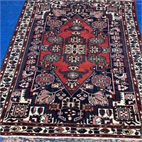 Hand Knotted Persian Hamedan Rug  4x6 ft