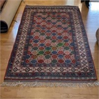 Hand Knotted Kazak Rug 9x6.4 ft