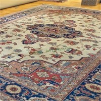 Hand Knotted Persian Heriz Rug 9x7.8 ft
