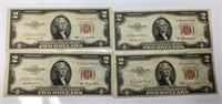 (4) 1953 A&B series $2 Notes