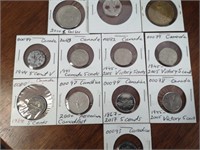 12 Canada Nickels, Token, etc