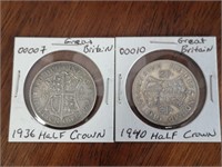 TWO G. Britain Half Crown Silver '36 & '40