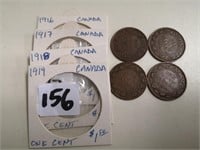 4 Canada Large Cents 1916-19