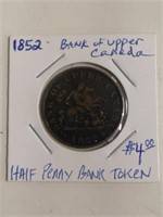 1852 Bank of Upper Canada Half Penny