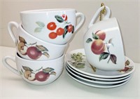 4 Large Coffee Cup & Saucer Sets - Fruity