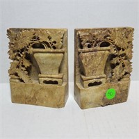 Hand Carved Chinese Soapstone Bookends