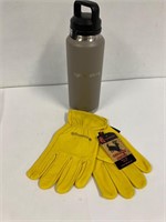 Yeti Thermos and Deer Skin Gloves.