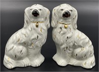 2pc Staffordshire England Porcelain Dogs