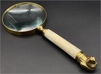 Brass Dog Head Desk Magnifying Glass