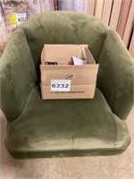 Green felt chair with legs
