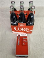 6 Pack Coca-Cola 1 Pint Bottles And Die Cast Bank