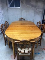 Antique Dining Table w/ 6 Chairs 
30” H,