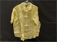 Men's Lands End XL Yellow Linen Short Sleeve Shirt
