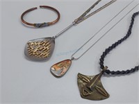 4pc Brutalist Mixed Metal Jewelry Collection