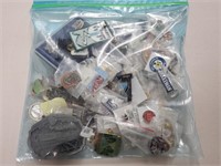 Bag Of Various Railroad Pins And Belt Buckles