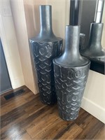 Tall Dark Ceramic Decor Pots/crack in Smaller