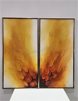 Pair Original Abstract Impasto Paintings