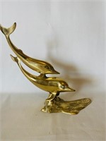 Brass Dolphin/12”H,14”W