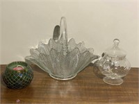 Glass Basket-Candle Holder-Covered Compote