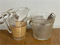 Vintage Pitcher & Ice Bucket w/Tongs