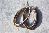 Charles Garnier 18k Gold Silver Oval Hoop Earrings