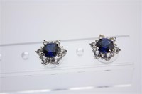 White Sapphire Topaz Halo Silver Earrings