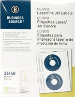 BUSINESS SOURCE CD/DVD LABELS FOR PRINTERS 100PCS