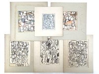 6 Harry Hilson Abstract Geometric Drawings 1960s