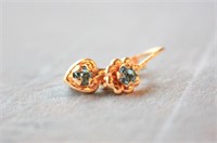 14k Gold Blue Stone Earrings 1.7g