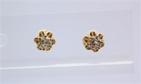 14k Yellow Gold Diamond Buttercup Stud Earrings