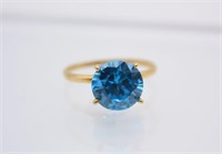 14k Yellow Gold with Blue Stone Ring 2.2g