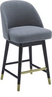 New Upholstered 37inH Swivel Bar Stool with Wood