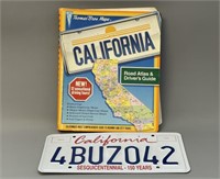 CALIF. License Plate & 1989 Road Atlas