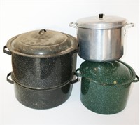 Graniteware Canner, Double Cocker, Lidded