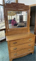 3 Drawer Oak Dresser with Mirror
