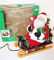 Animated Santa on Sled w/ Lantern in Box
