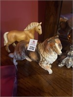 Horse and dog statues