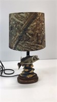 Small Mossy Oak fishing table lamp with