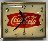 Vintage Coca-Cola Fishtail Swihart Clock w/ Outer