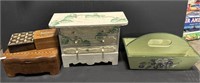 Jewelry Boxes, Wooden Carrier, and Hat Boxes.
