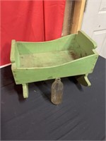 Vintage wooden baby cradle with glass Pyrex