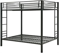 Full over Full Bunk Bed with Ladder, Black