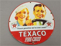 Texaco Fire Chief Enamel Advertising Sign