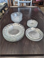 Glass Set of Clear Plates and Bowls