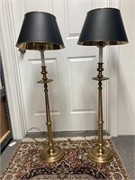 Pair of Brass Floor Lamps w/ Metal Shades, 45" h.