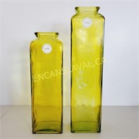 U- 2 vases en verre coloré Made in Spain