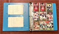Football Trading Cards in Blue Binder