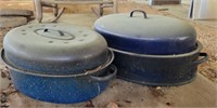 Vintage enamel pots and lids