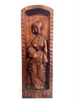 Wood Bas Relief Carving Wall Plaque