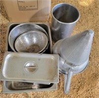 Estate lot of stainless steel kitchenware